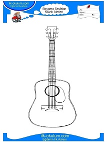 Çocuklar İçin Gitar Boyama Sayfaları 